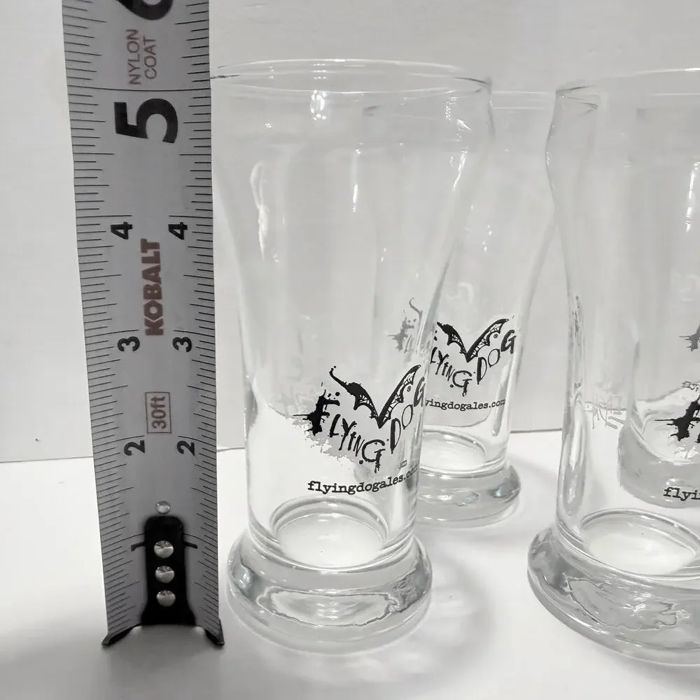 Flying Dog Pilsner Beer Glasses Cut the Leash Set Of 4 Ralph Steadman Art 5 oz